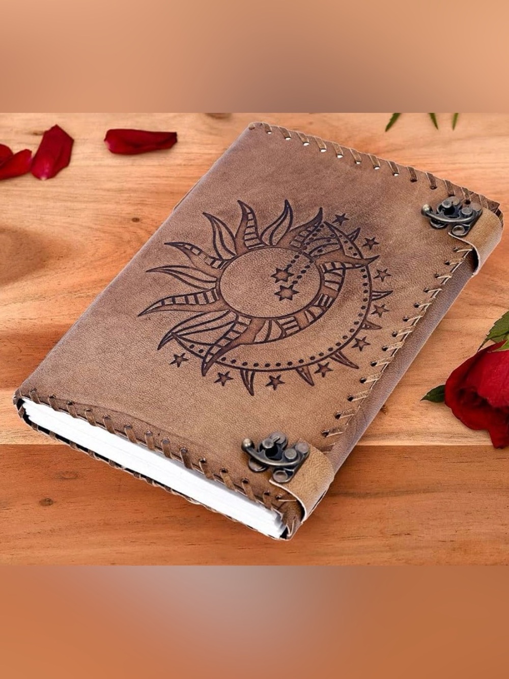Sun & Moon Emboss Leather journal • 240 Pages